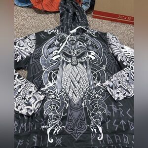 🥭Viking Themed Black and Gray Hoodie